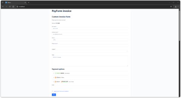 PayForm Integration Add-on