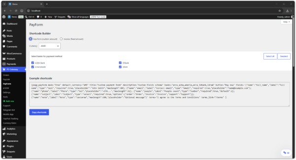 PayForm Integration Add-on